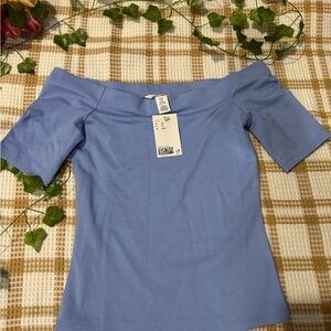 H&M Light Blue Off-Shoulder Top